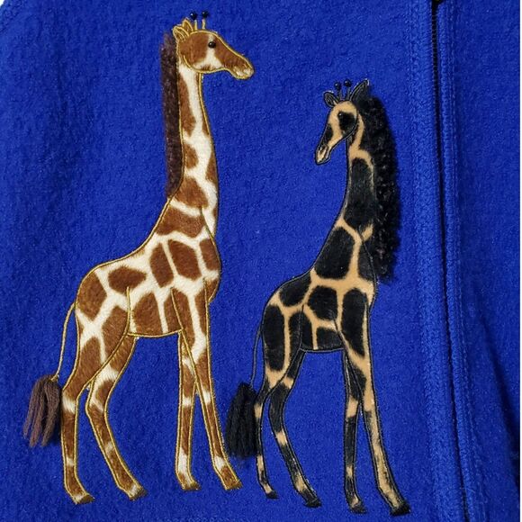 Lisa International Vest Size XL Giraffe Appliqué Safari Full Zip Wool Womens - Picture 4 of 10